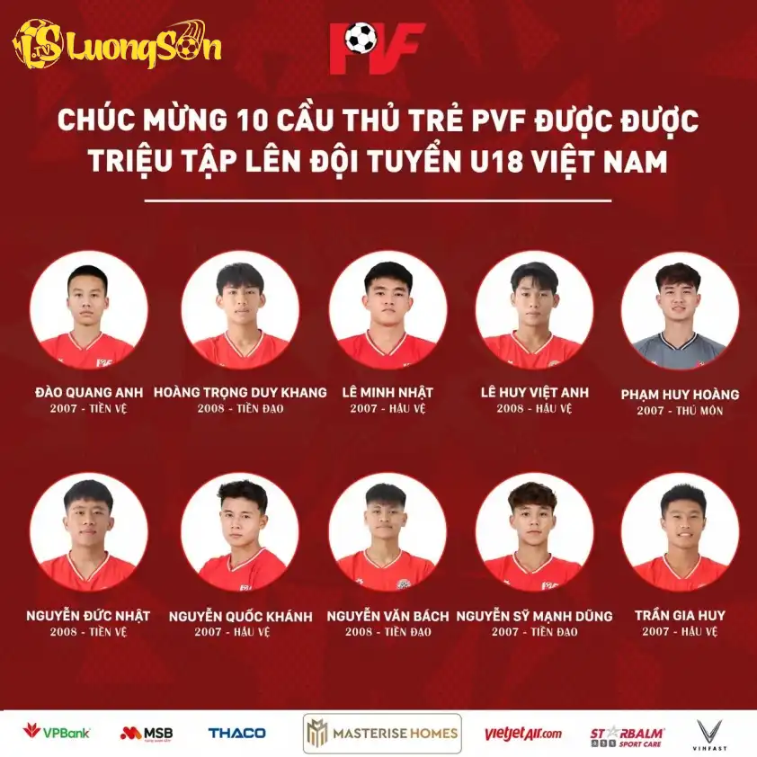 10 cầu thủ của PVF được gọi lên U18 Việt Nam 10 cầu thủ của PVF được gọi lên U18 Việt Nam